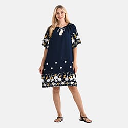 LA MAREY Cotton Blend Embroidered Dress
