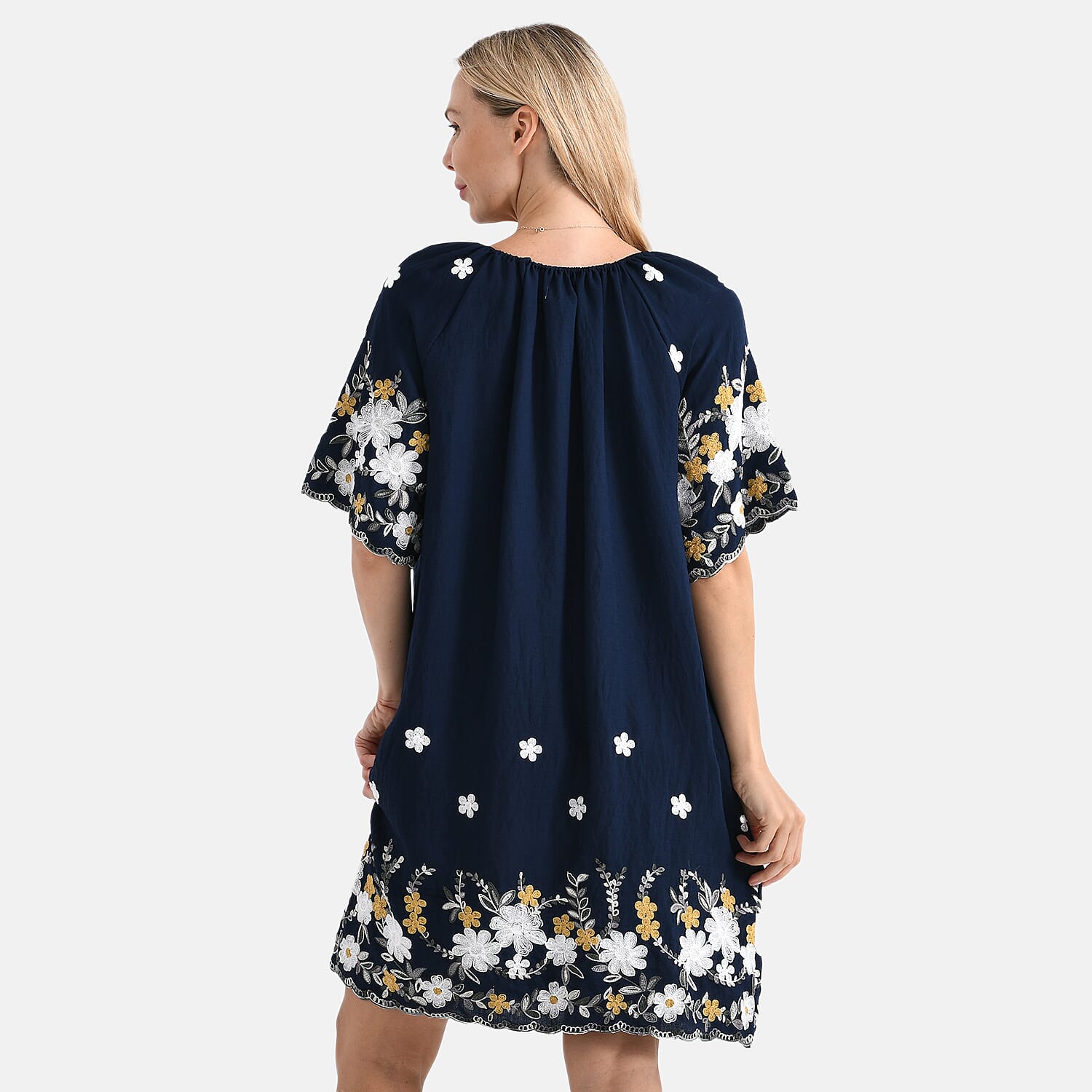LA MAREY Cotton Blend Embroidered Dress