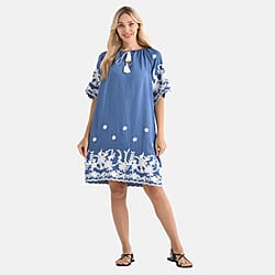 LA MAREY Cotton Blend Embroidered Dress
