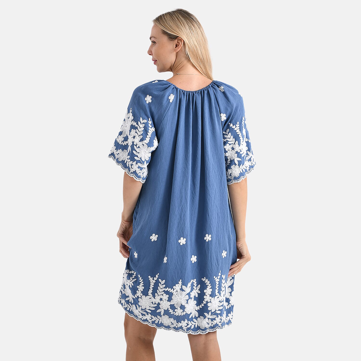 LA MAREY Cotton Blend Embroidered Dress