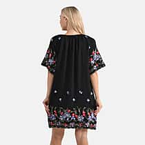LA MAREY Cotton Blend Embroidered Dress (Size S-M, 8 to 14) - Black