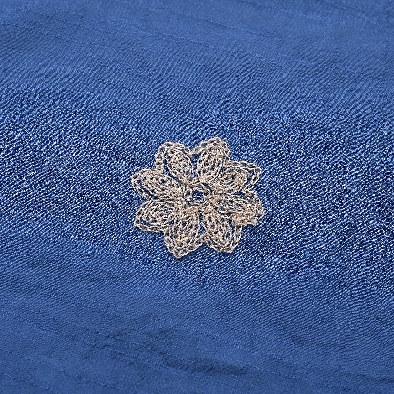 La Marey Cotton Blend Floral Pattern Embroidered Sarong Scarf with Tassels (Size 180x67cm) - Blue