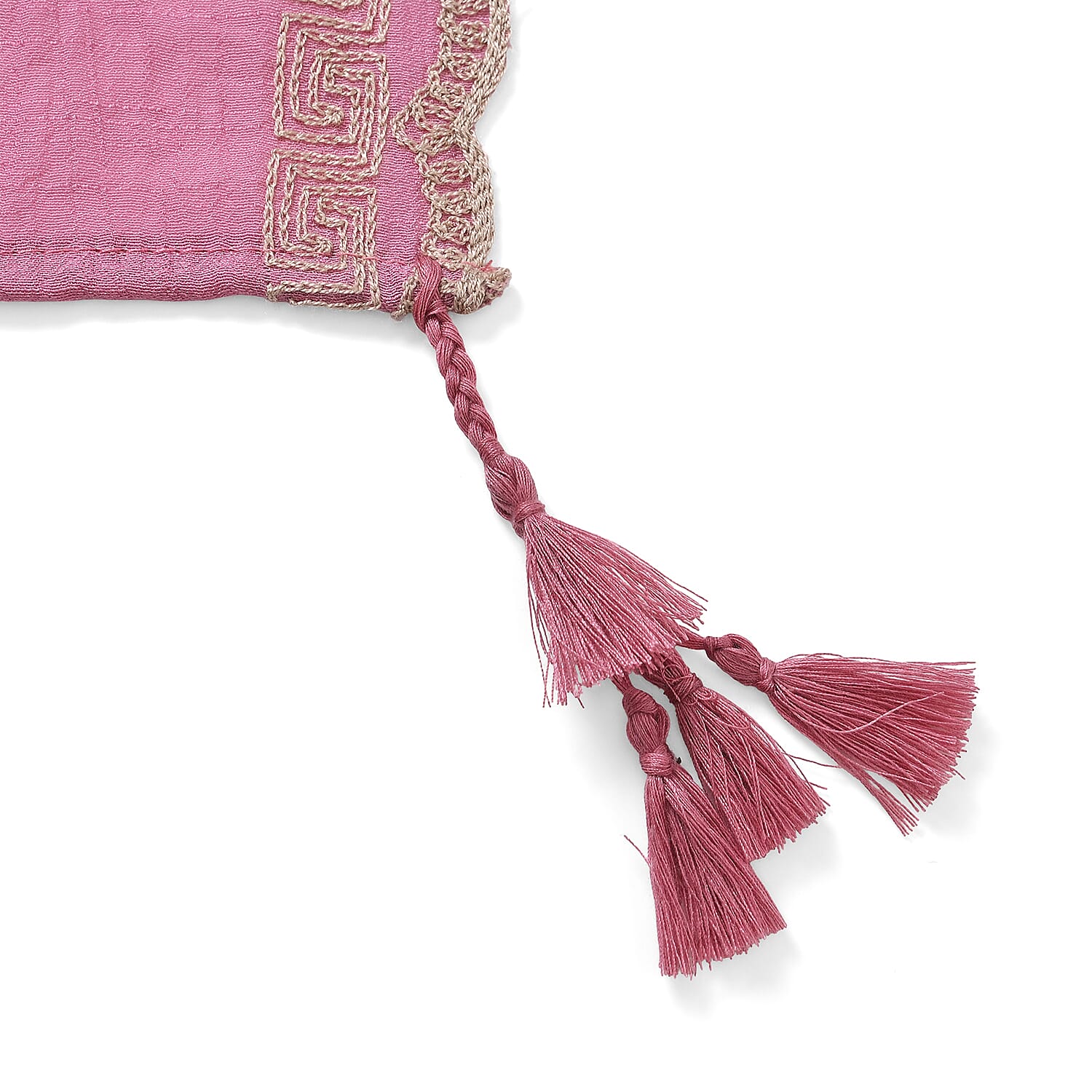 La Marey Cotton Blend Vine & Floral Pattern Embroidered Sarong Scarf with Tassels (Size 180x67cm) - Blue