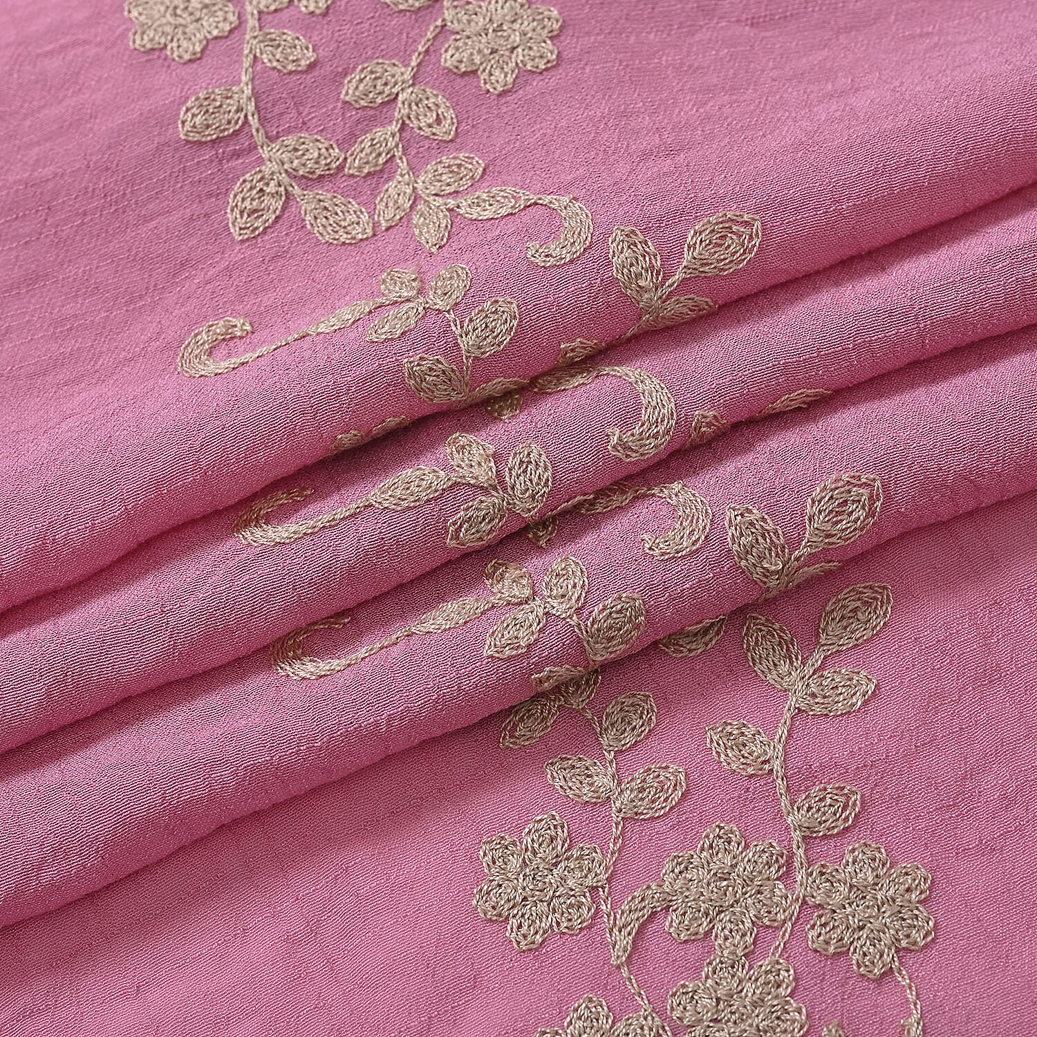 La Marey Cotton Blend Vine & Floral Pattern Embroidered Sarong Scarf with Tassels (Size 180x67cm) - Blue