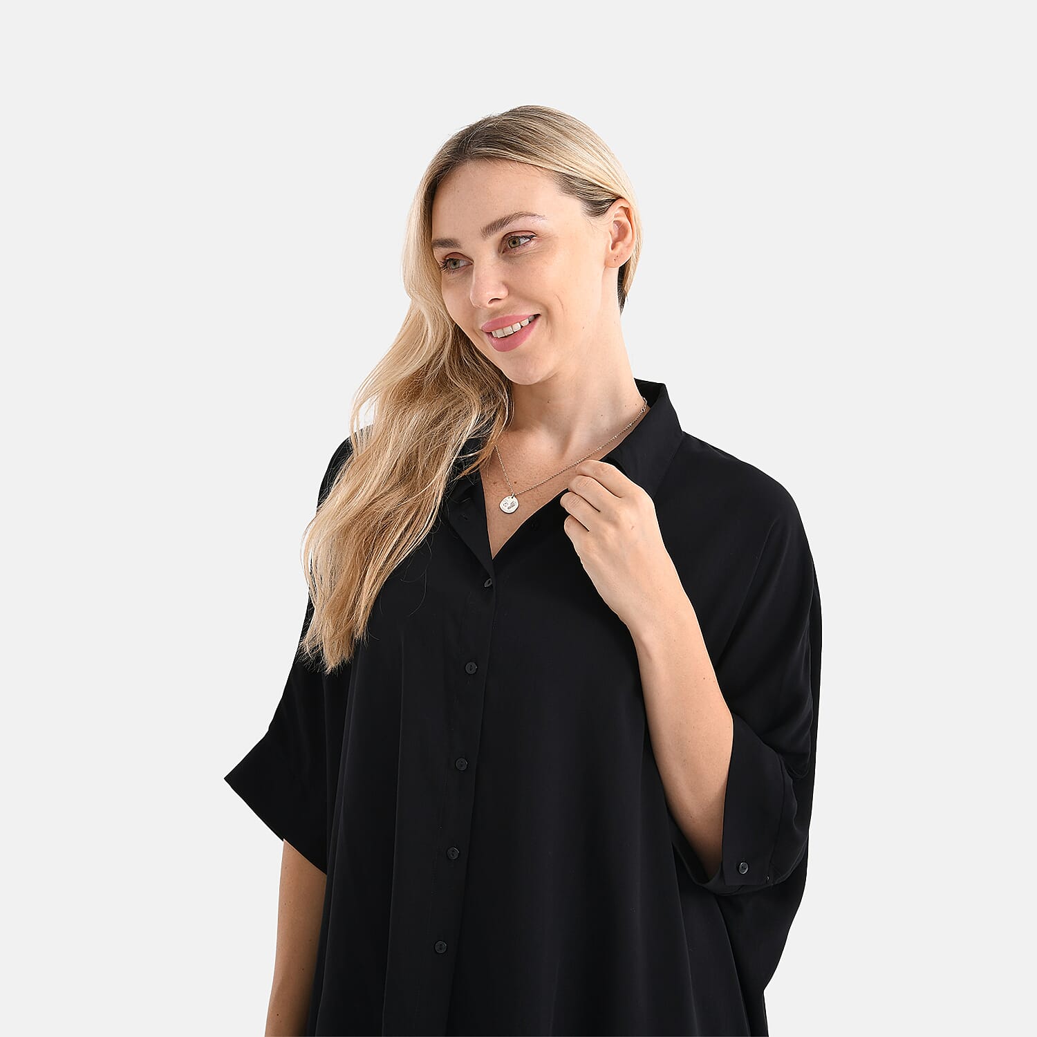 LA MAREY Womens Viscose Relaxed Fit Button Down Shirt 