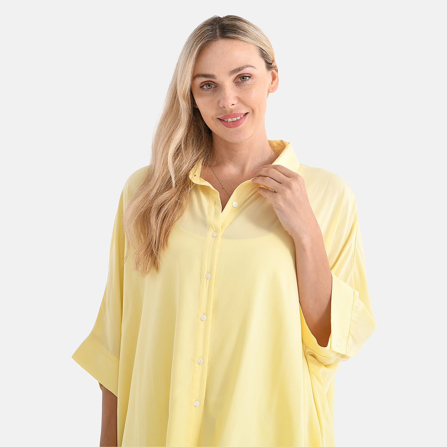La Marey 100% Viscose Classic Button Down Shirt (One Size - 8-18) - Yellow