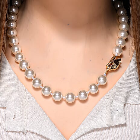 Designer Inspired - White Shell Pearl Necklace (Size - 20) 380.00 Ct.