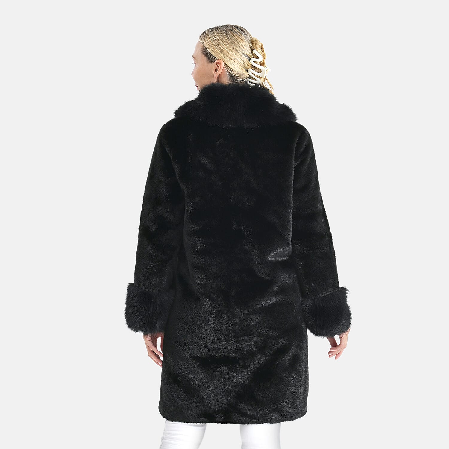 &Maisi Plush Faux Fur Longline Coat