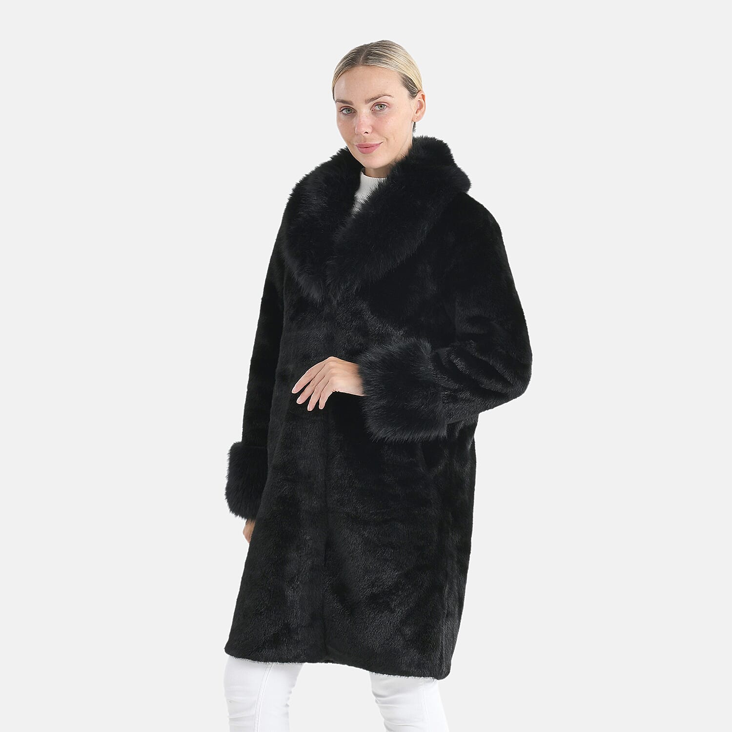 &Maisi Plush Faux Fur Longline Coat