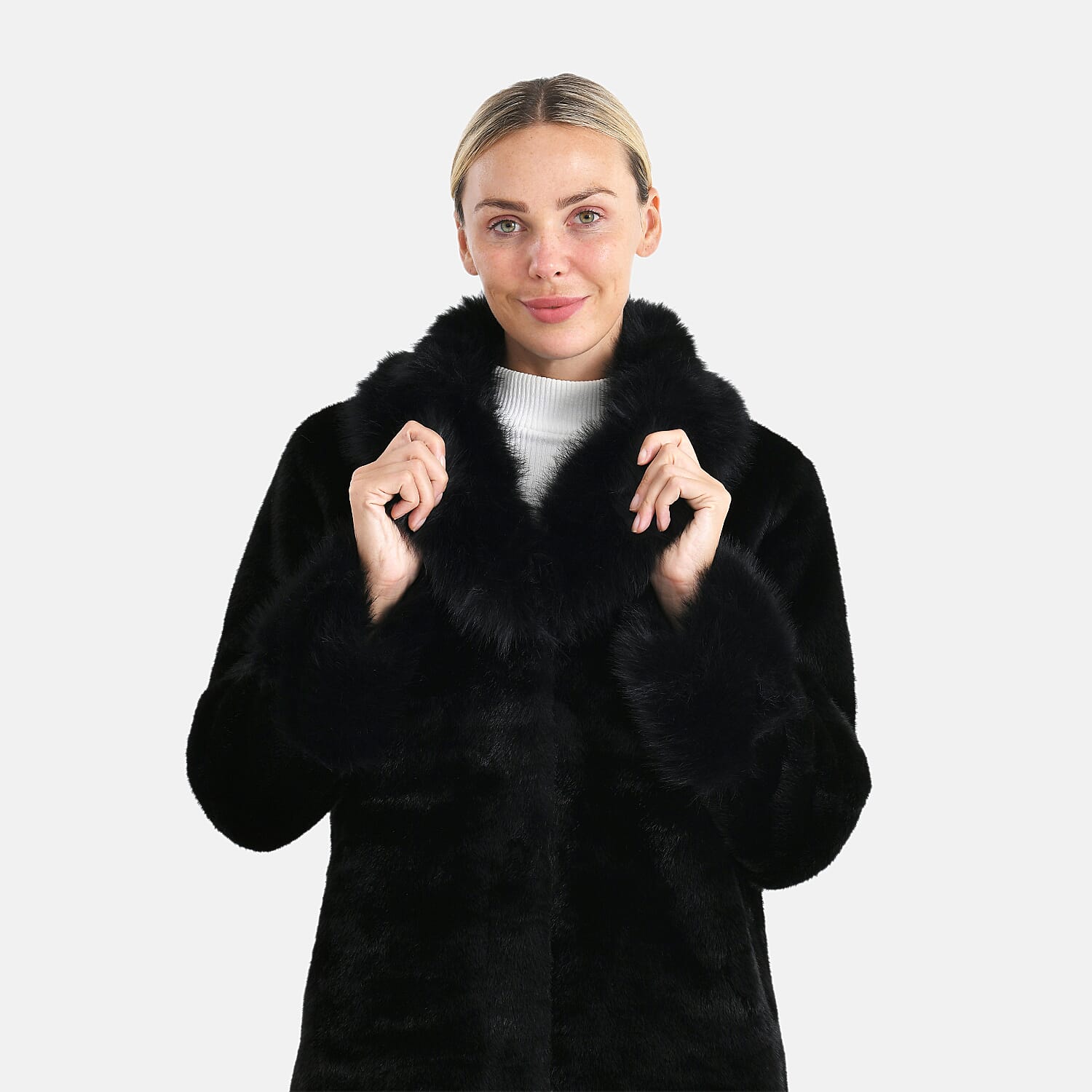 &Maisi Plush Faux Fur Longline Coat