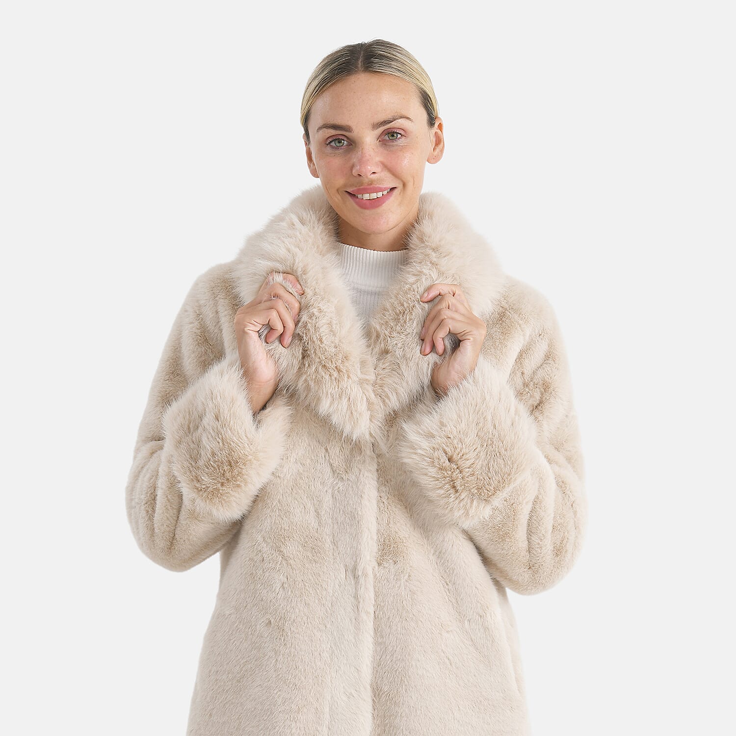 &Maisi Plush Faux Fur Longline Coat
