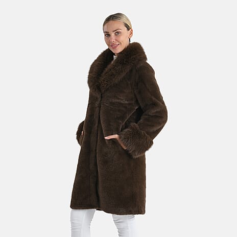 - Maisi Premium Faux Fur Longline Coat (Size - S-M) - Brown