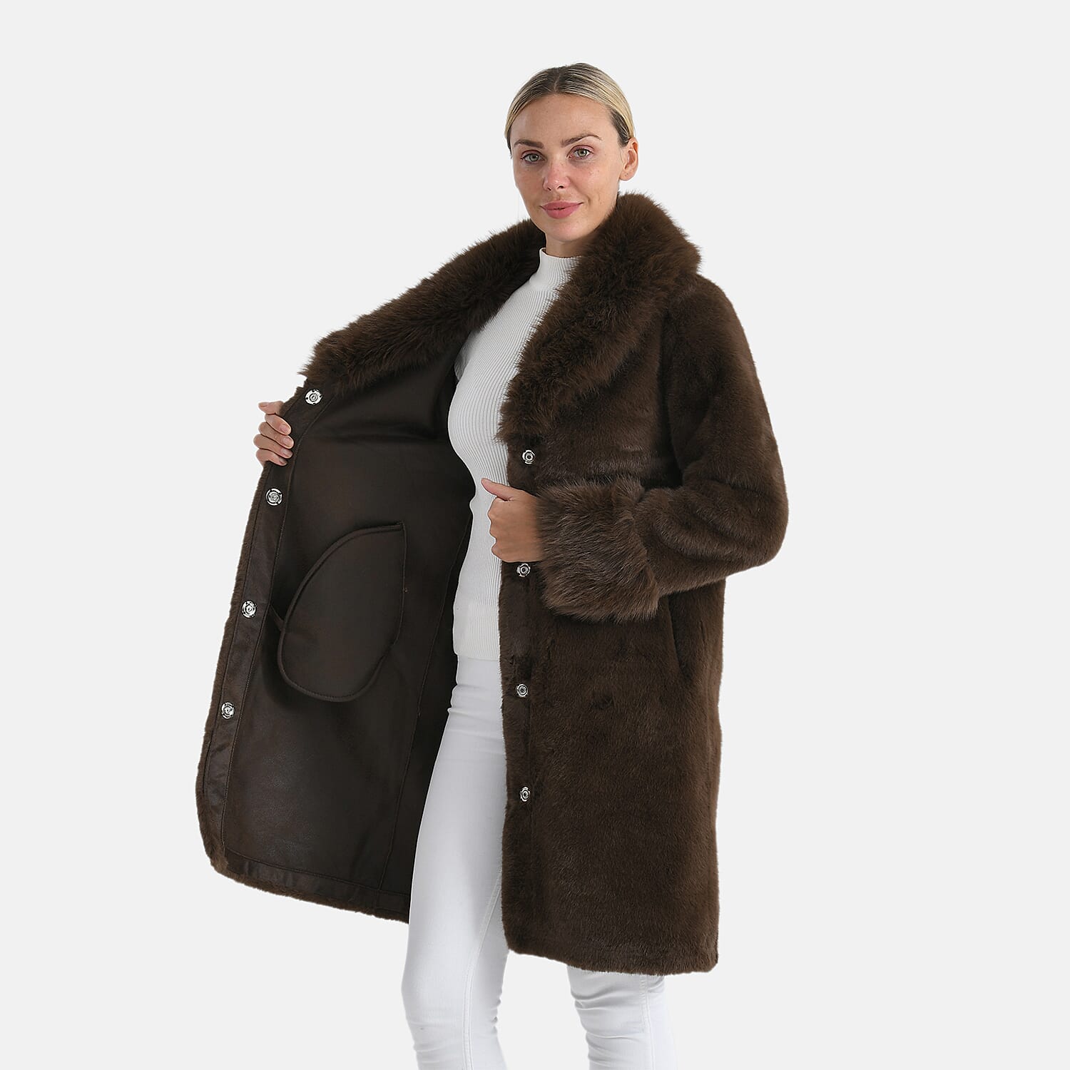 &Maisi Plush Faux Fur Longline Coat