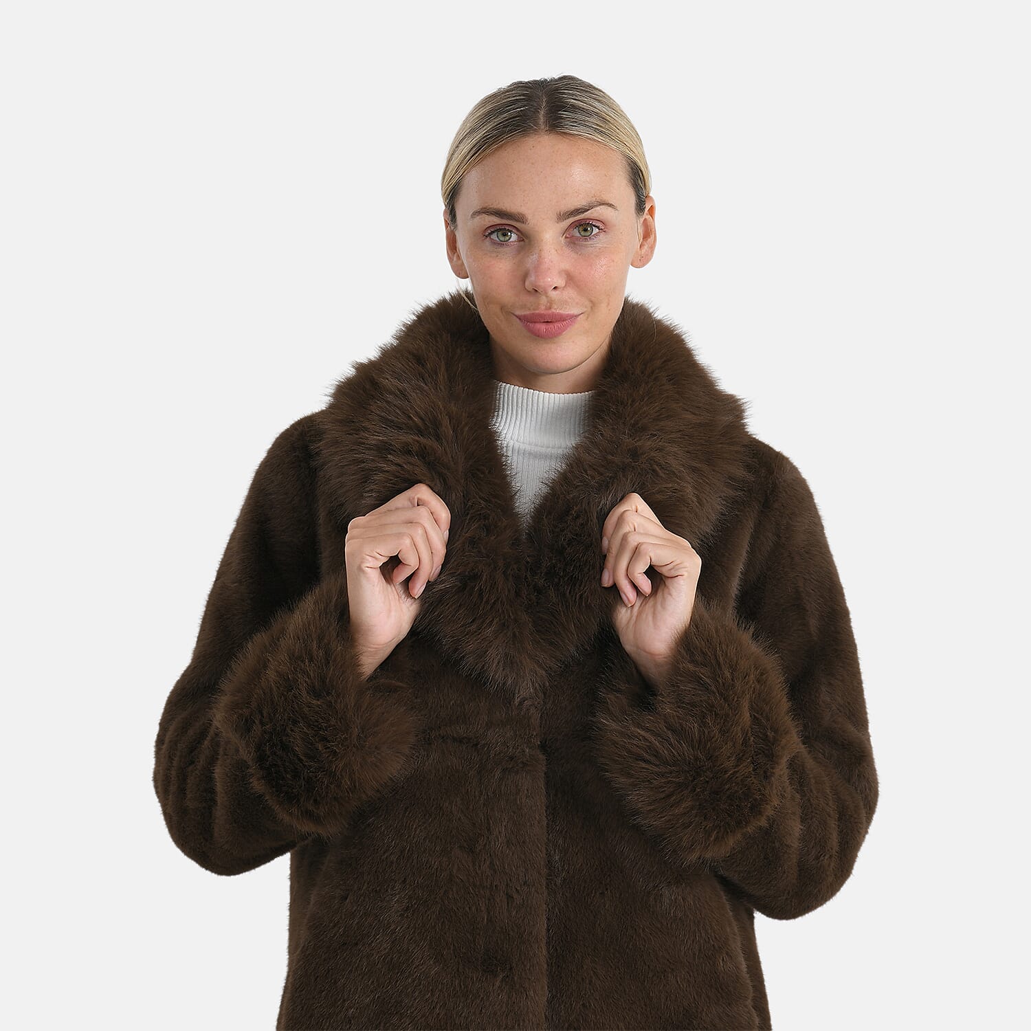 &Maisi Plush Faux Fur Longline Coat