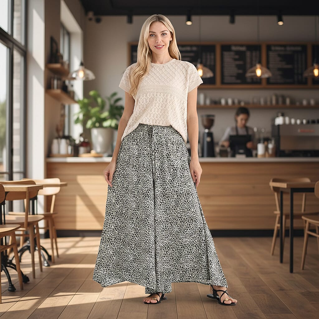 Tamsy Womens Viscose Relaxed Fit Elastic Waist Wide Leg Palazzo