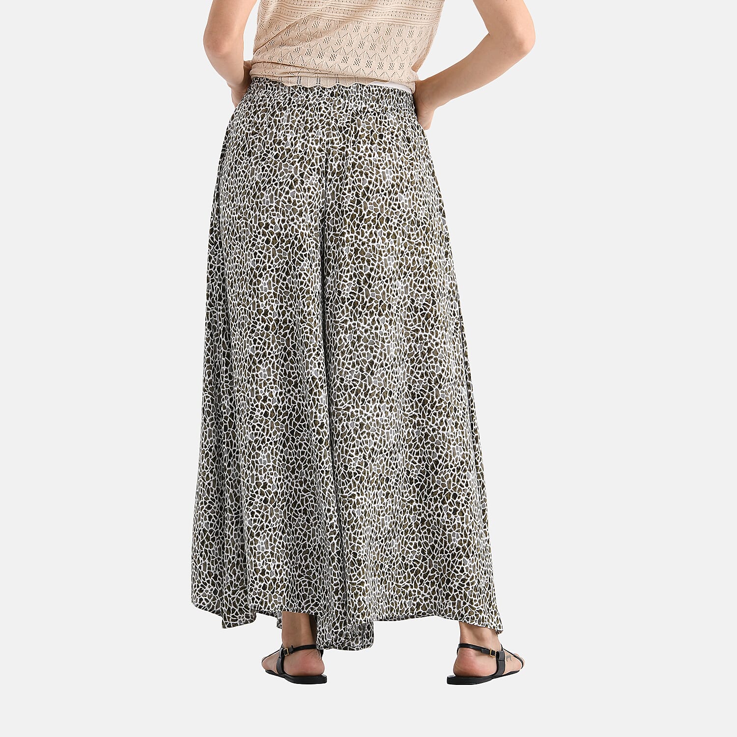 Tamsy Womens Viscose Relaxed Fit Elastic Waist Wide Leg Palazzo
