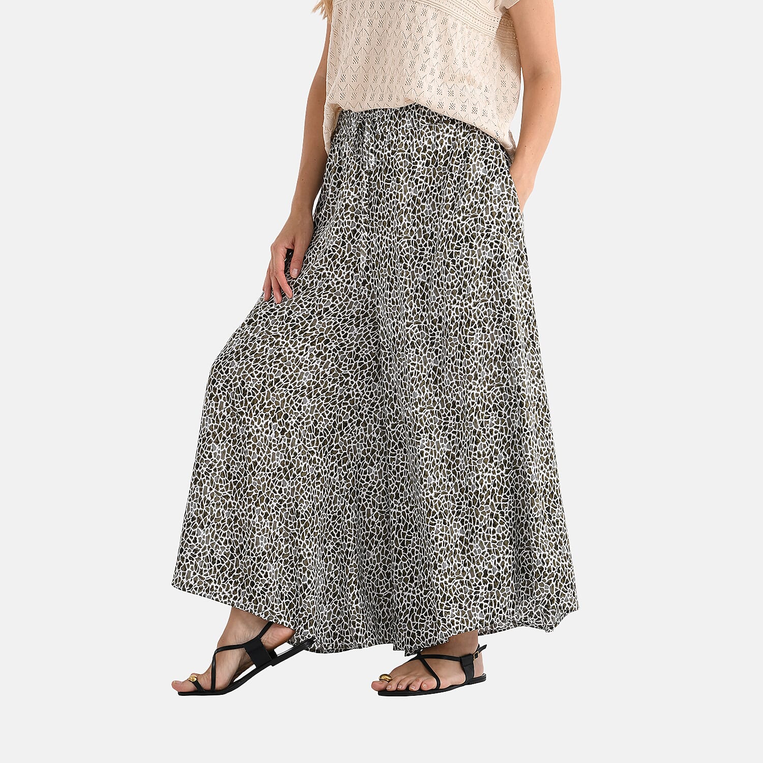 Tamsy Womens Viscose Relaxed Fit Elastic Waist Wide Leg Palazzo