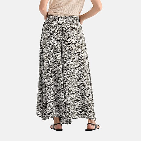 Tamsy Womens Viscose Stone Tile Pattern Elastic Waist Palazzo Pants (One Size, 8-18) - Grey