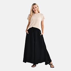 Tamsy Womens Viscose Relaxed Fit Elastic Waist Wide Leg Palazzo