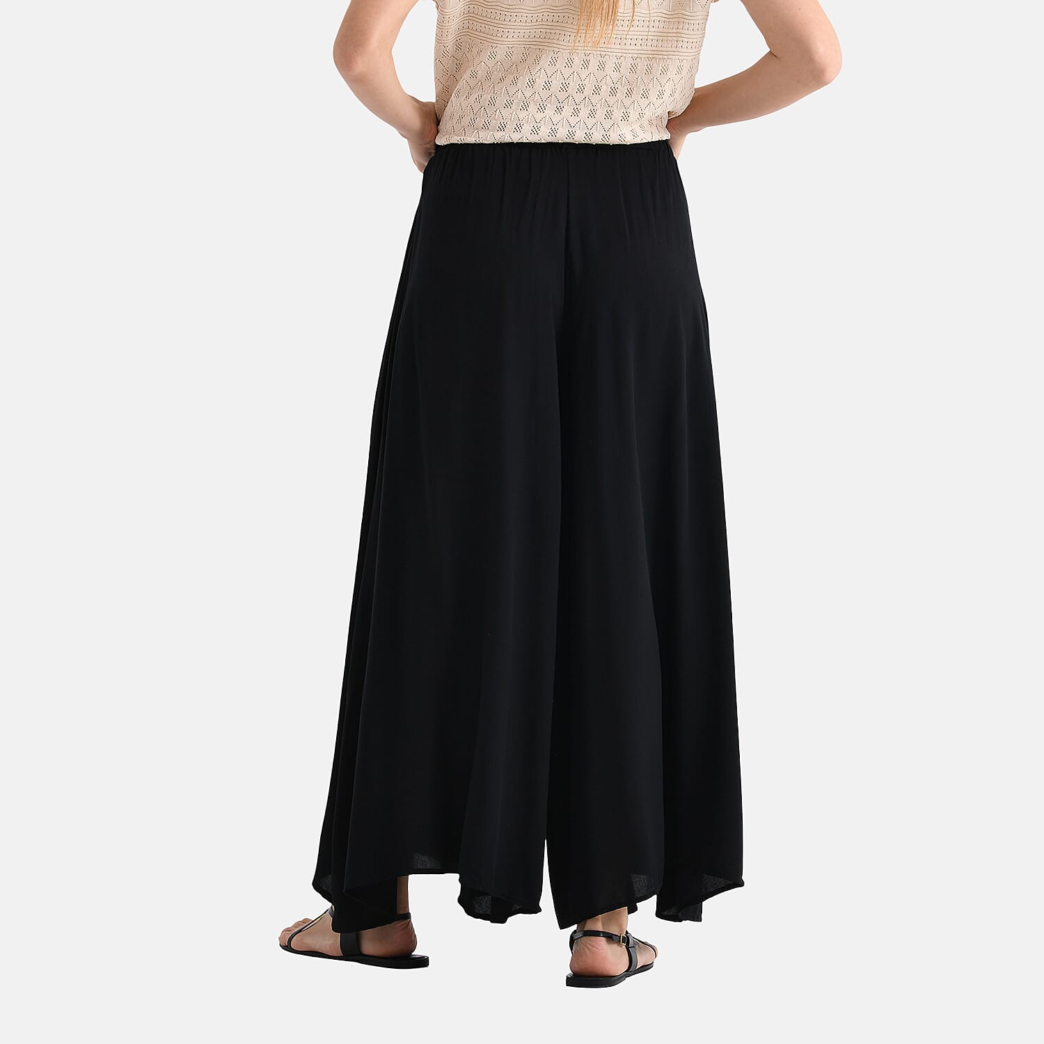 Tamsy Womens Viscose Relaxed Fit Elastic Waist Wide Leg Palazzo