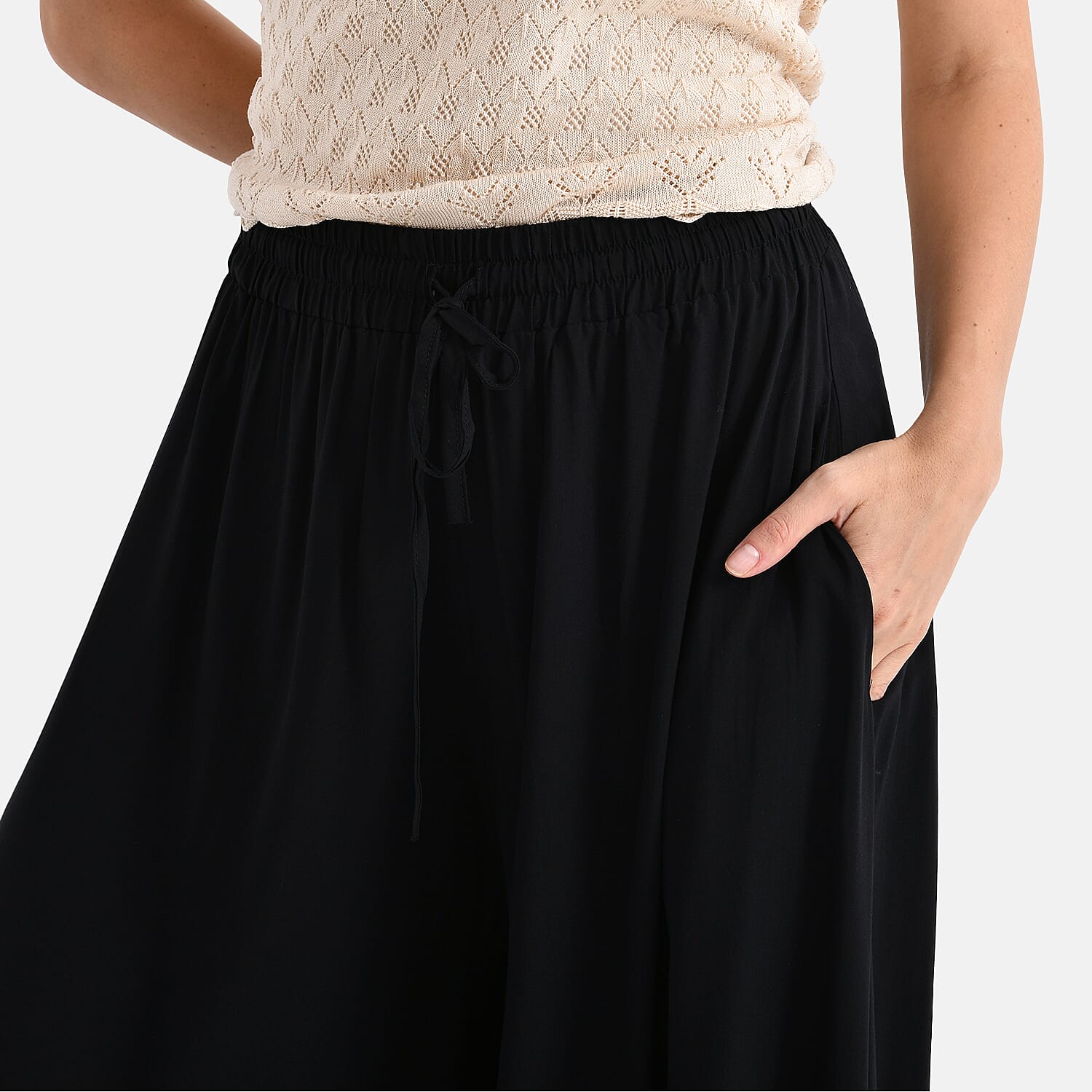 Tamsy Womens Viscose Relaxed Fit Elastic Waist Wide Leg Palazzo