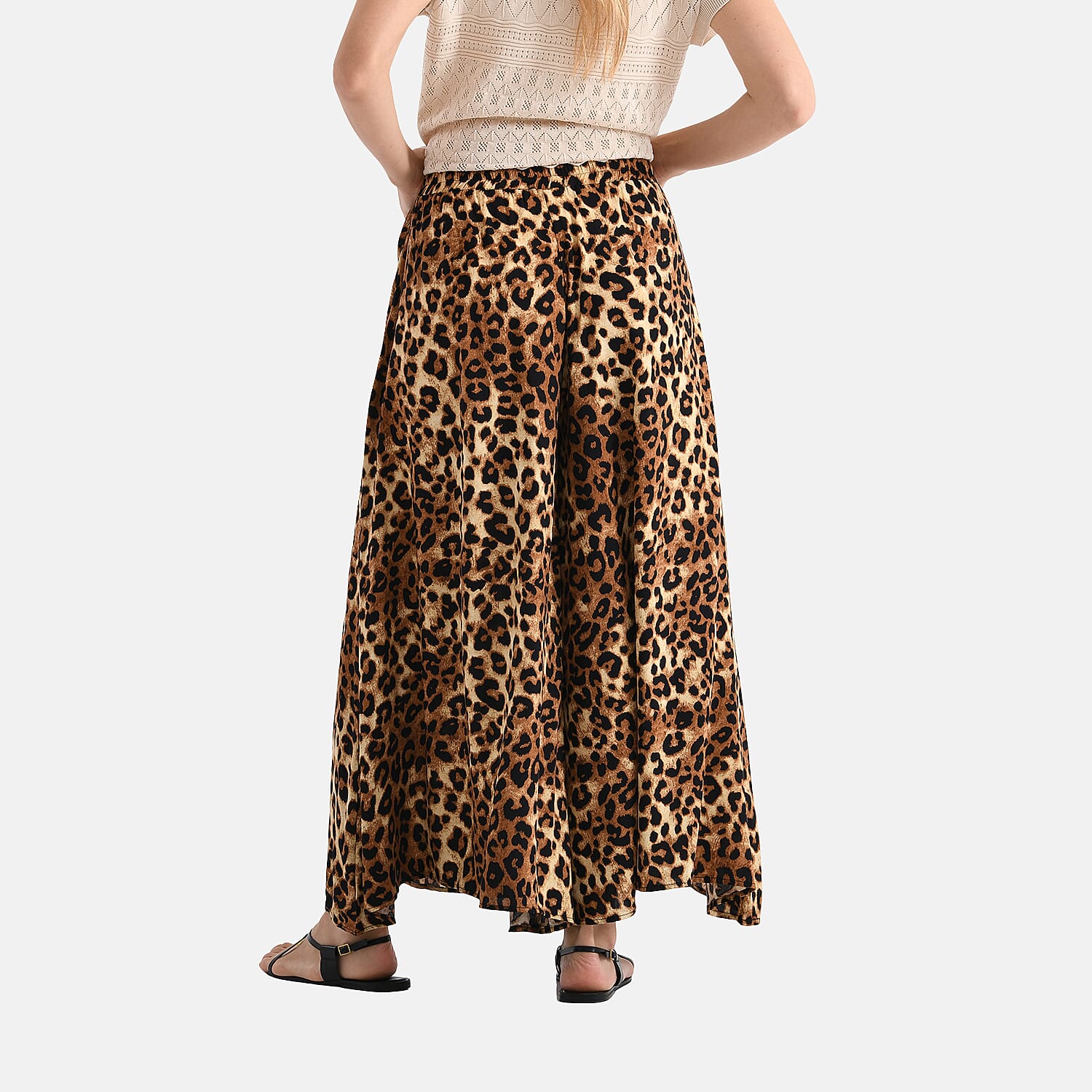 Tamsy Womens Viscose Relaxed Fit Elastic Waist Wide Leg Palazzo