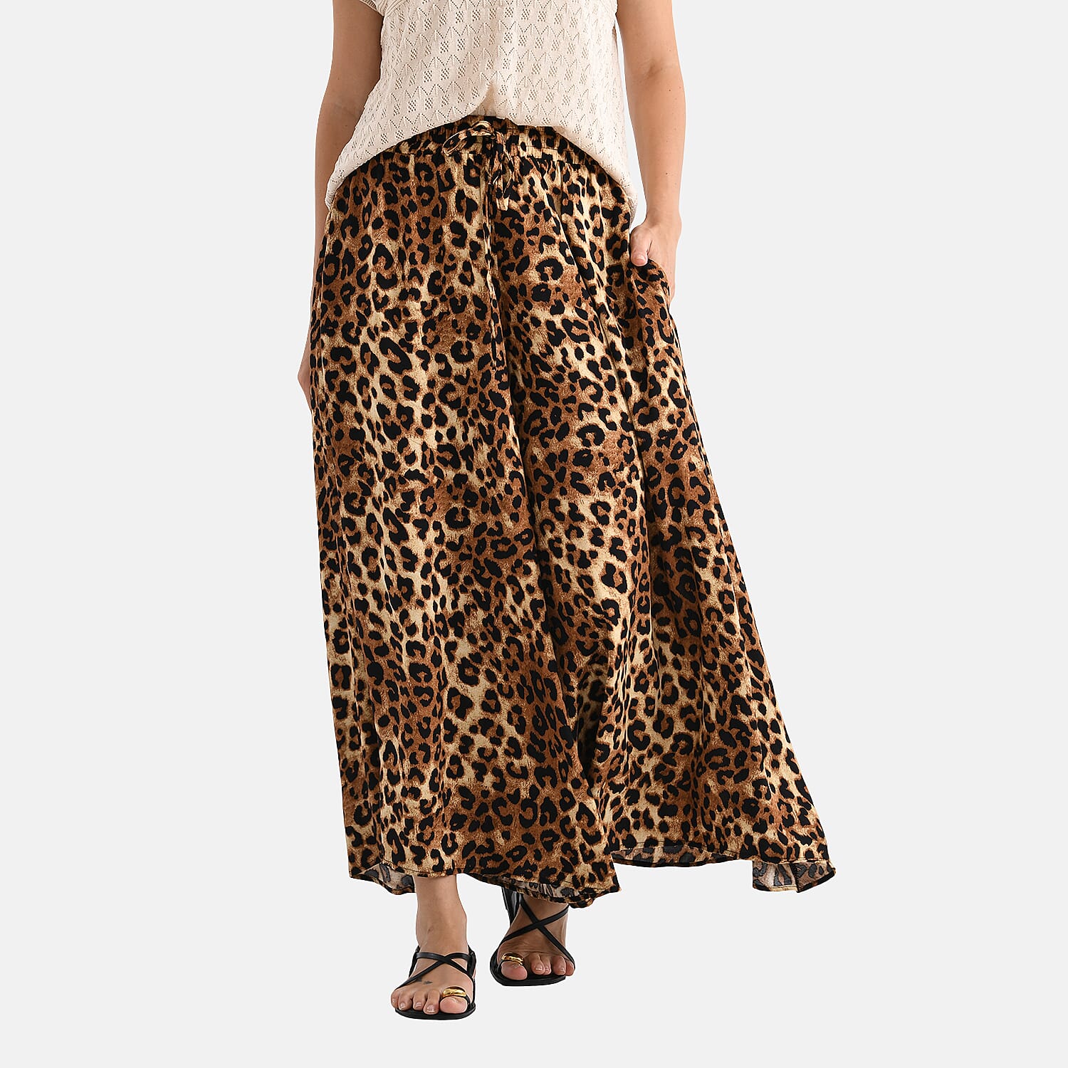 Tamsy Womens Viscose Relaxed Fit Elastic Waist Wide Leg Palazzo