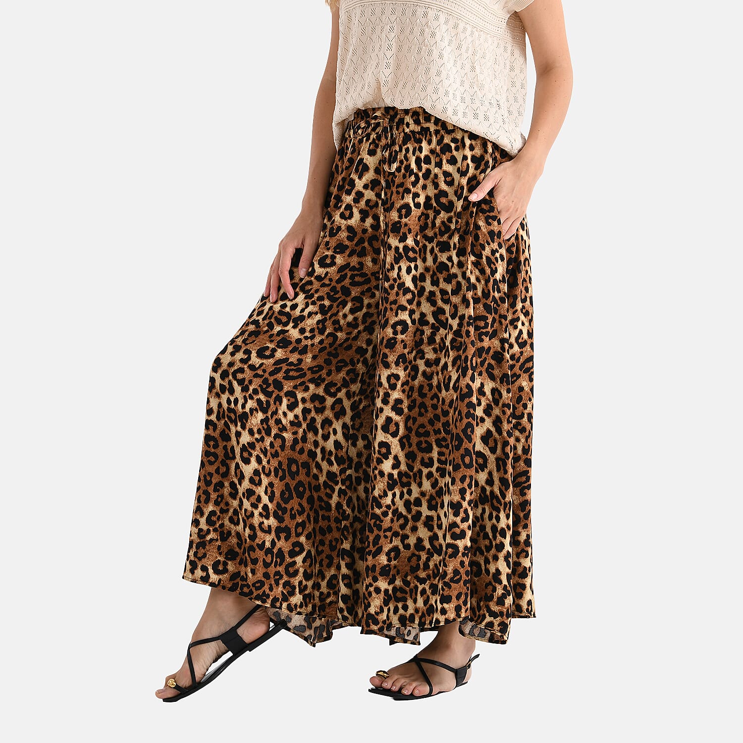 Tamsy Womens Viscose Relaxed Fit Elastic Waist Wide Leg Palazzo