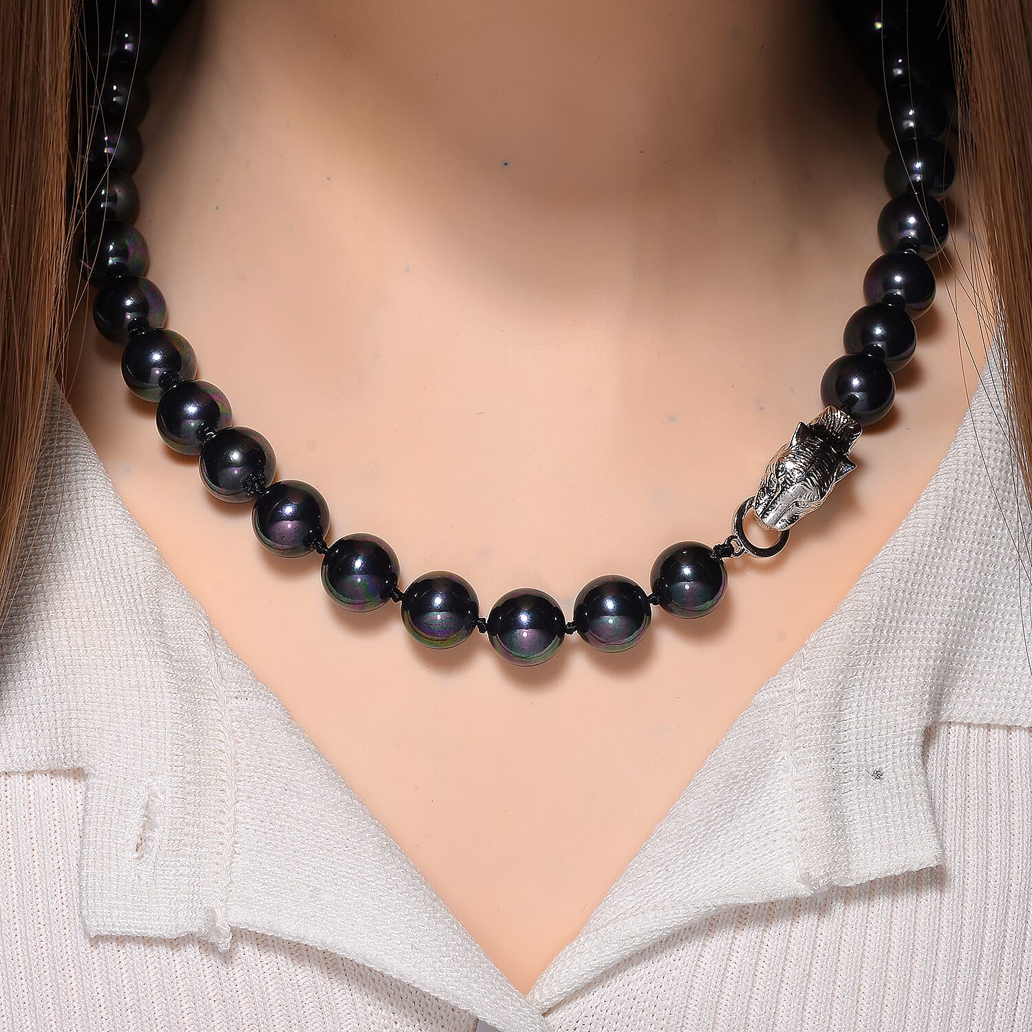 Designer Inspired - Peacock Color Shell Pearl Necklace (Size - 20) 380.00 Ct.