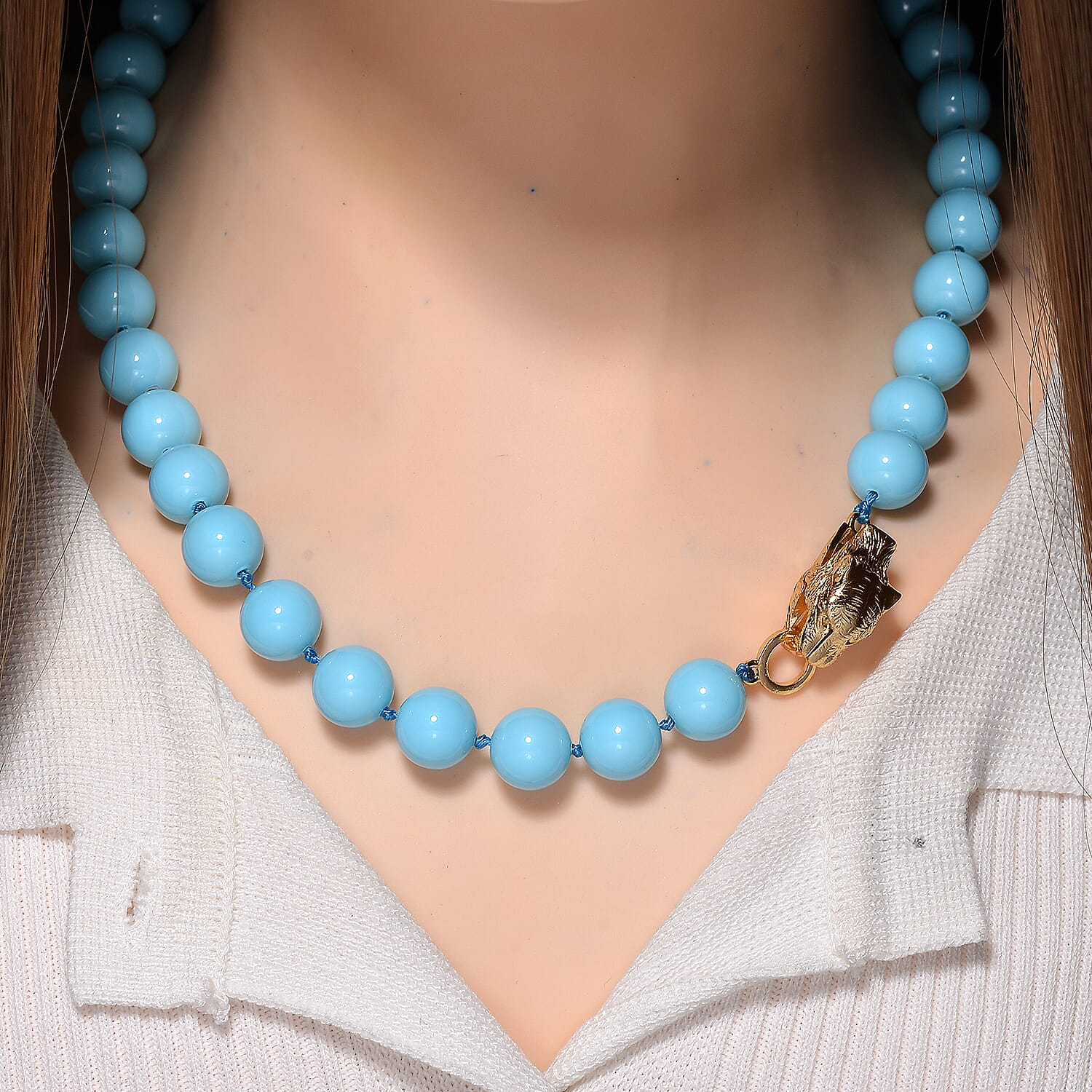 Designer Inspired - Sleeping Beauty Color Shell Pearl Necklace (Size - 20) 380.00 Ct.