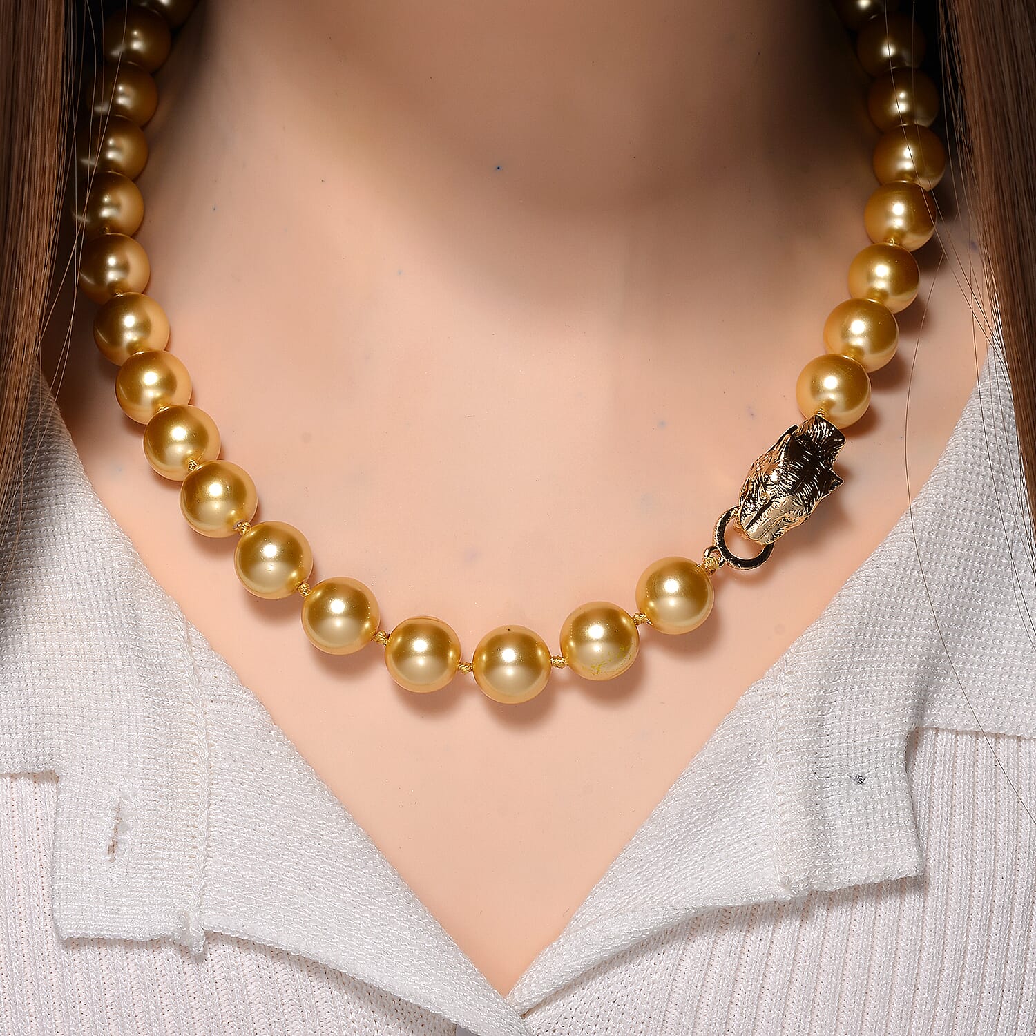 Close Out Deal- Golden Shell Pearl Necklace (Size - 20)  380.00 Ct.