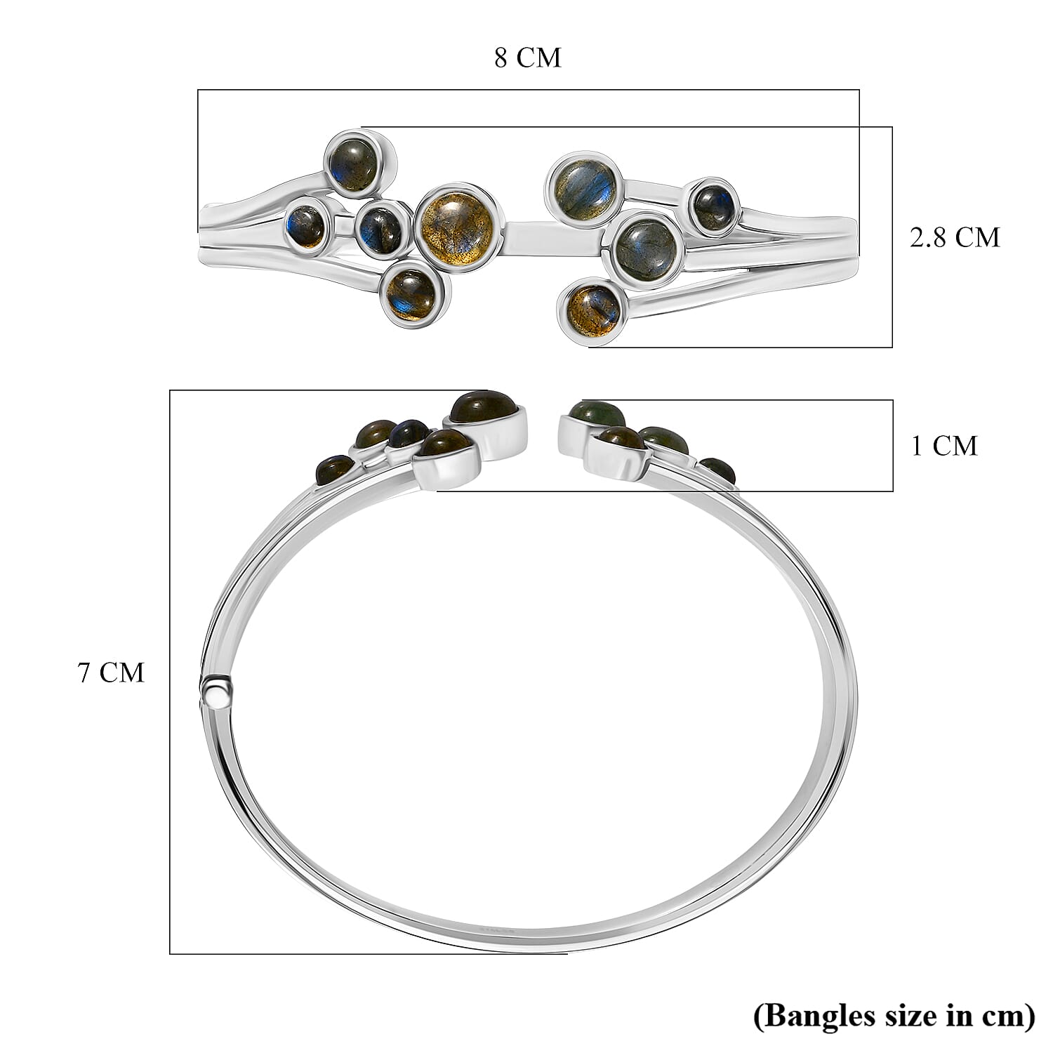 Designer Inspired - AAA Natural Labradorite Full Bangle (Size 7.5) 11.11 Ct.