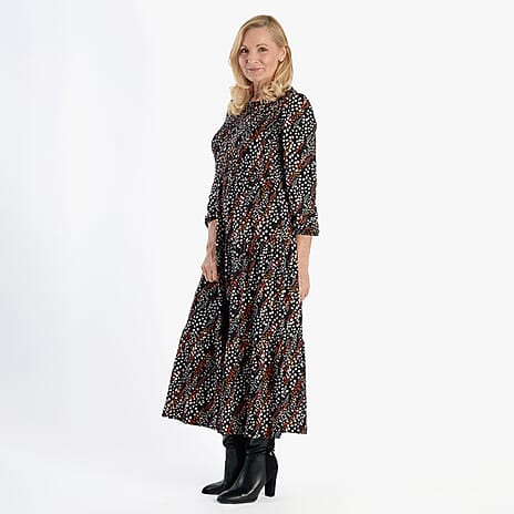 La Marey Soft Touch Knitted Shirred Dress (Size L) - Black