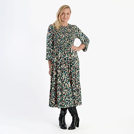 La Marey Soft Touch Knitted Shirred Dress (Size M) - Green