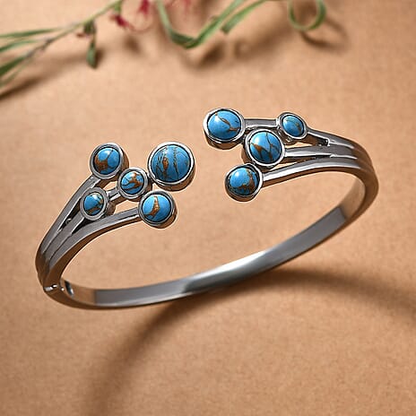 Designer Inspired -Blue Turquoise Full Bangle (Size 7.5)