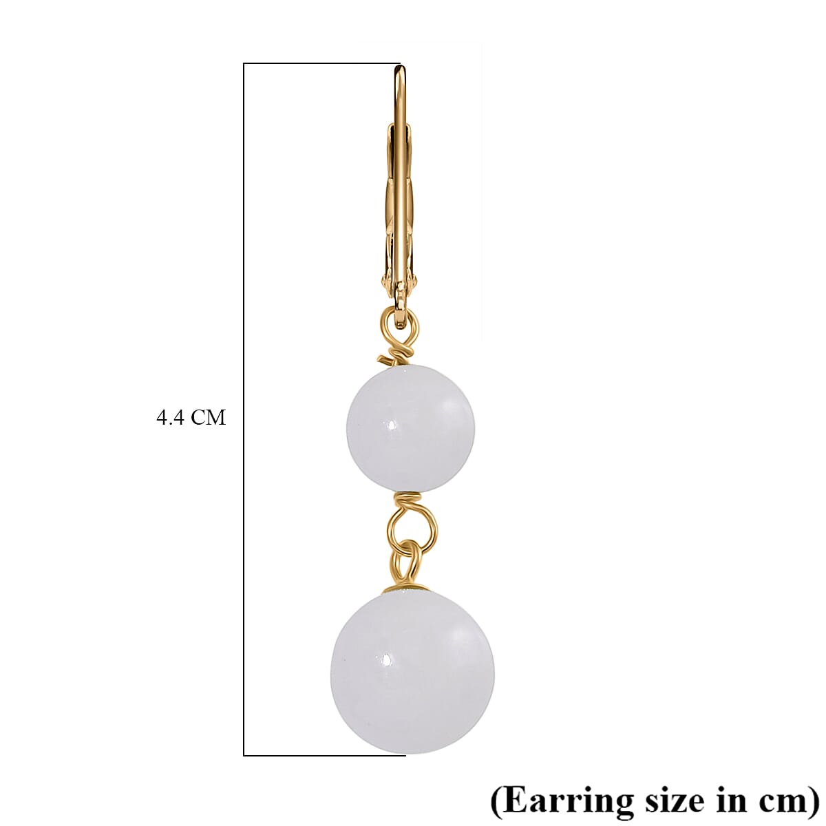 Natural White Jade Earring with Lever Back in Yellow Gold Plated Sterling Silver 23.00 Ct. Natural White Jade Earring with Lever Back in Yellow Gold Plated Sterling Silver 23.00 Ct.