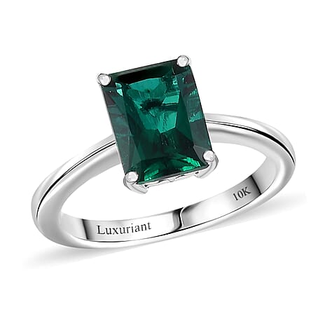 10K White Gold AAA Lab Grown Emerald Ring, Gold Wt.2.76 Gms  2.165  Ct.