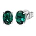 Appraised & Certified LUXURIANT 10K White Gold AAA Lab Grown Emerald Solitaire Stud Push Post Earring, 1.78 Ct.