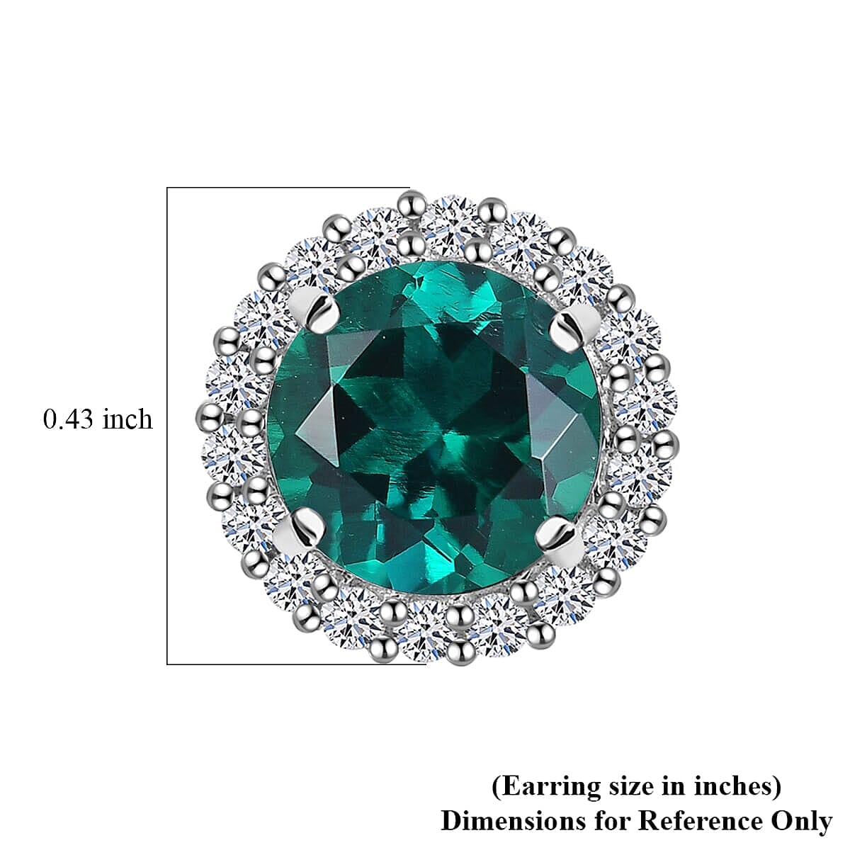 10K White Gold AAA Lab Grown Emerald, Lab Grown Diamond GH, SI Earring, Gold Wt.2.03 Gms 2.628 Ct. 10K White Gold AAA Lab Grown Emerald, Lab Grown Diamond GH, SI Earring, Gold Wt.2.03 Gms 2.628 Ct.
