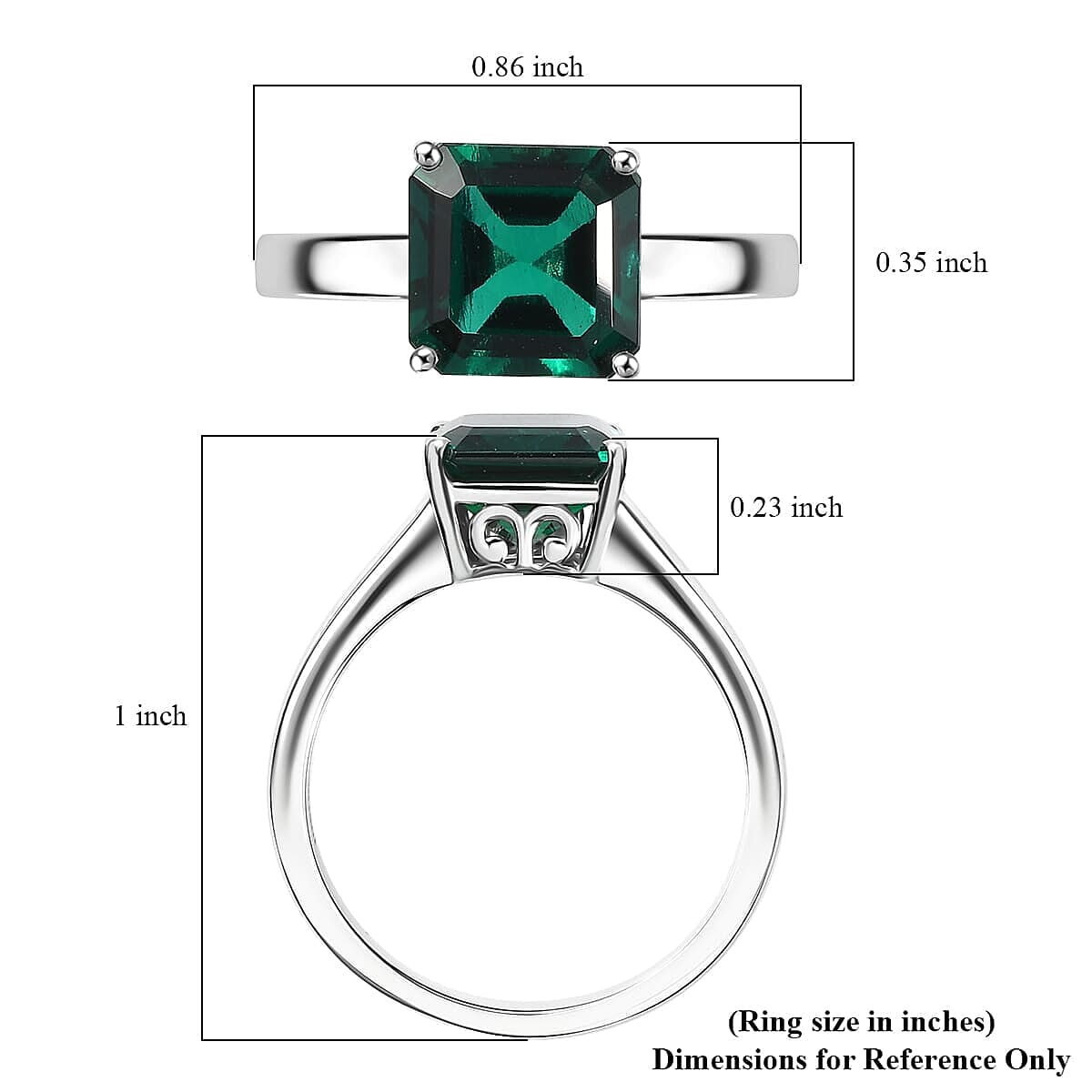 10K White Gold AAA Lab Grown Emerald Solitaire Ring, Gold Wt.3.34 Gms 2.195 Ct. 10K White Gold AAA Lab Grown Emerald Solitaire Ring, Gold Wt.3.34 Gms 2.195 Ct.