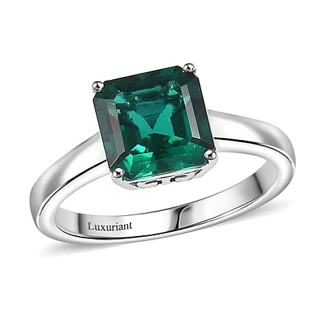10K White Gold AAA Lab Grown Emerald Solitaire Ring, Gold Wt.3.39 Gms  2.195  Ct.