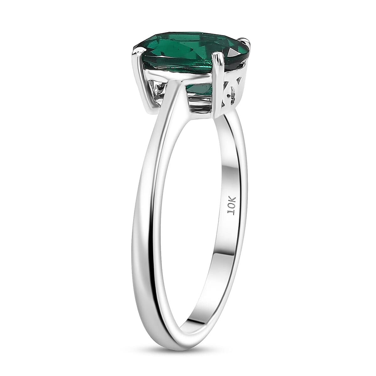10K White Gold AAA Lab Grown Emerald Ring