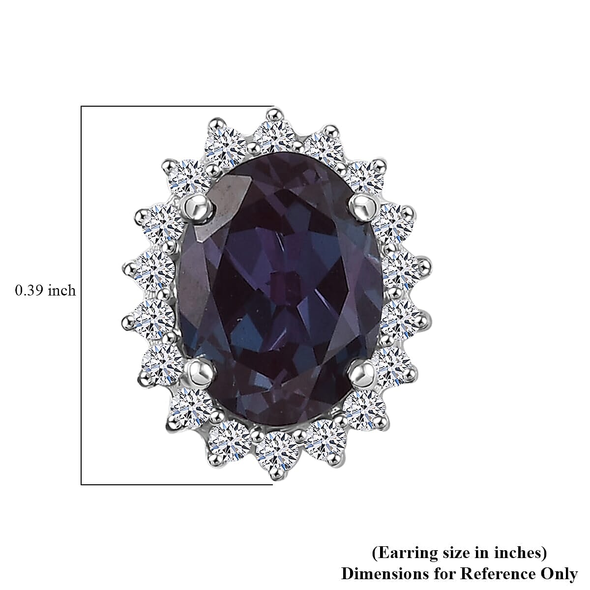 Luxuriant 10K White Gold AAA Lab Grown Alexandrite, Lab Grown Diamond GH, SI Main Stone With Side Stone Earring, Gold Wt.1.54 Gms 3.578 Ct. Luxuriant 10K White Gold AAA Lab Grown Alexandrite, Lab Grown Diamond GH, SI Main Stone With Side Stone Earring, Gold Wt.1.54 Gms 3.578 Ct.