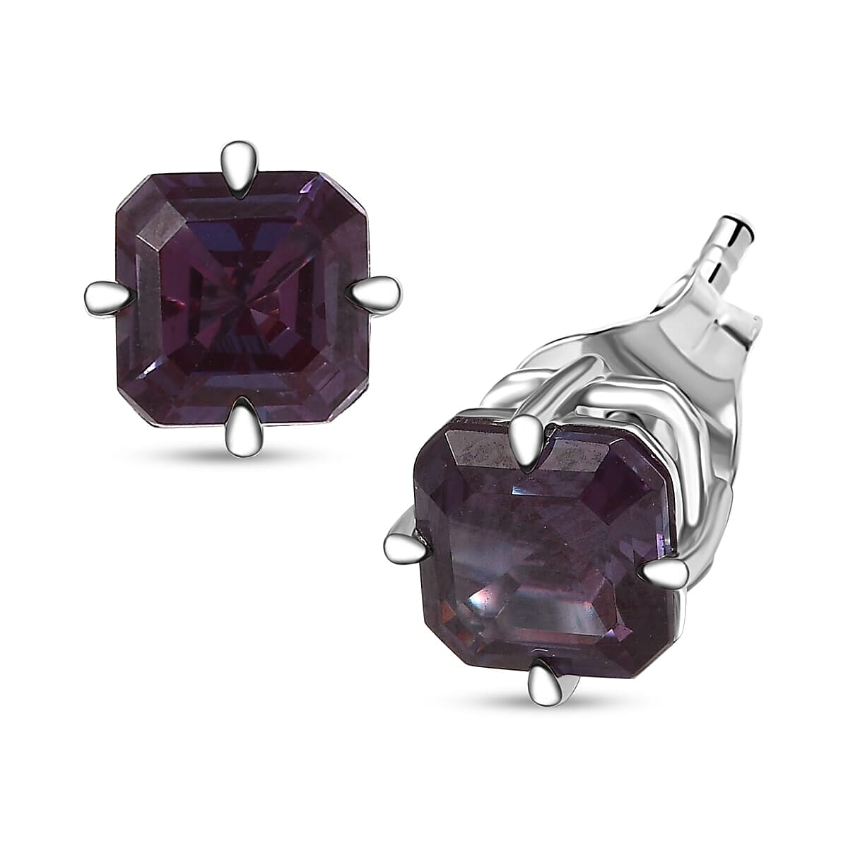 Luxuriant Diamond 10K White Gold AAA Lab Grown Alexandrite Fancy Earring, Gold Wt.1.21 Gms  2.448  Ct.