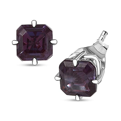 Luxuriant Diamond 10K White Gold AAA Lab Grown Alexandrite Fancy Earring, Gold Wt.1.21 Gms  2.448  Ct.