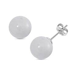 Black Jadeite (9-11mm) Earrings with Push Backs in Rhodium Overlay Sterling Silver 15.00 Ct.