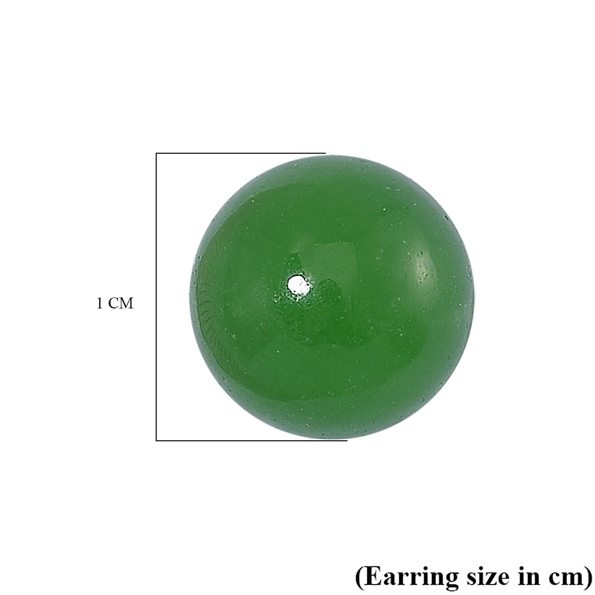 Enhanced Green Jade Earring (10mm) with Push Back in Rhodium Overlay Sterling Silver 15.00 Ct.