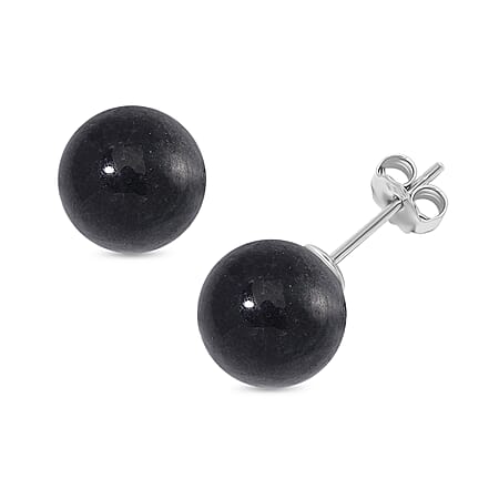 Black Jade Earring with Push Back in Rhodium Overlay Sterling Silver 15.00 Ct. Black Jade Earring with Push Back in Rhodium Overlay Sterling Silver 15.00 Ct.