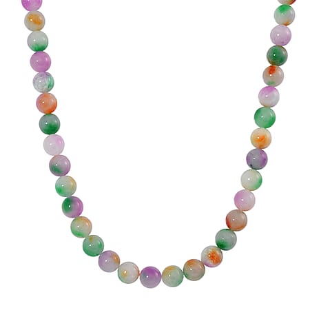 Very Rare - Multi Colour Burmese Jadeite Necklace (Size - 20) with Magnetic Clasp Sterling Silver 650.00 Ct.