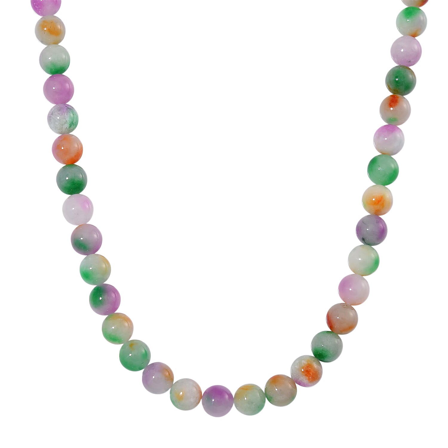 Very Rare - Multi Colour Burmese Jadeite Necklace (Size - 20) with Magnetic Clasp Sterling Silver 650.00 Ct. Very Rare - Multi Colour Burmese Jadeite Necklace (Size - 20) with Magnetic Clasp Sterling Silver 650.00 Ct.